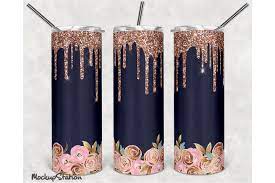 Download Pink Gold Glitter 20oz Skinny Tumbler Design Sublimation Png By Mockupstation Thehungryjpeg Com
