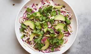 We add cucumber, but celery, fennel, jicama and bell peppers are all excellent crunchy veggies to add. Jicama Slaw With Cilantro And Avocado And A Lime Dressing Eyeswoon