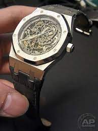 Audemars Piguet Royal Oak Skeleton Open Work 15305stoo1220st01 On Capolavoro Smoke Grey Alligator Strap For Audemars Piguet Royal Oak Delikatessen