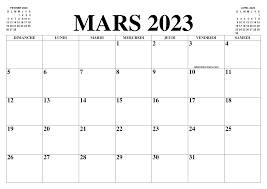 Calendrier De Mars 2023 à Mars 2023 Calendrier Mars 2023 : Le Calendrier Du Mois De Mars Gratuit A Imprimer -  Agenda