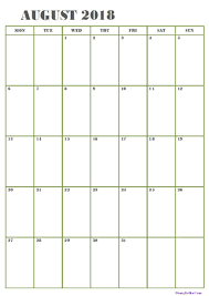 August 2018 Calendar Formats Calendar Printables Calendar
