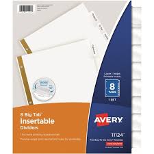 The high satisfaction rate is set by our quality control department, which checks all papers before submission. Avery Worksaver Big Tab Insertable Indexes 8 X Divider S 8 8 Tab S Set 8 5 Divider Width X 11 Divider Length 3 Hole Punched White Paper Divider