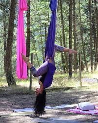 Inverted Stag Pose Come Try Aerial Yoga Classes Are Taught By Flight Instructor Eve Carty And Are Held At Ameth Aerial Yoga Poses Aerial Yoga Aerial Fitness