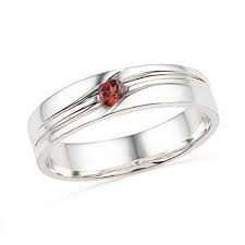 Mens Garnet Ring In Sterling Silver