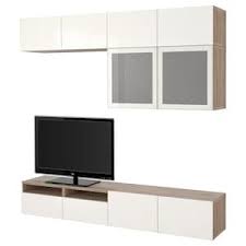 Besta Tv Storage Combination Glass Doors Walnut Effect Light Gray Selsviken High Gloss White Frosted Glass 240x40x230 Cm Ikea Canada Ikea Tv Room Design Tv Storage Architecture Bathroom