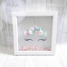 Beautiful 3d Flower Crown Unicorn Frame Beautiful Wall Decor For Nursery Girls Room Unicorn Box Fram Flower Shadow Box Unicorn Nursery Ideas Nursery Decor Girl