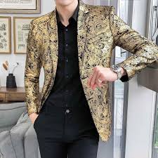Shop for mens suits in mens clothing. Business Casual Mens Blazer Jacket Fashion Flower Wedding Suits For Men Slim Fit Stage Mens Suits Tuxedos Golden Blazers Aliexpress