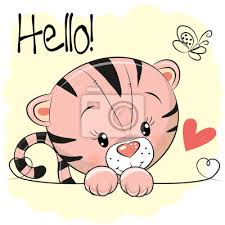 Coloriage mignon gratuits à imprimer. Dessin Mignon Tiger Peintures Murales Tableaux Bonjour Bourre Simplicite Myloview Fr