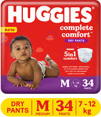 Huggies Complete Comfort Dry Pants Medium Baby Diaper Pants with 5 in 1  Comfort - M - Buy 34 Huggies Pant Diapers for babies weighing < 12 Kg |  Flipkart.com