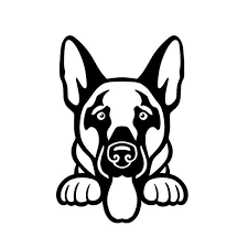Black And White German Shepherd Painting German Shepherd Peeking V1 Single Color Transfer Type Decal German Shepherd Painting Dog Drawing Dog Peeking
