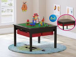 Amazon Com Utex 2 In 1 Kids Construction Play Table With Storage Drawers And Built In Plate Espresso Lego Table With Storage Lego Table Construction For Kids