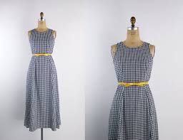 Black And White Gingham Maxi Dress 90s Gingham Maxi Dress Summer Dress Black And White Dress Plaid Dress Size S M Dresses Summer Dresses Vintage Dresses