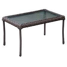 Dimar garden outdoor coffee table wicker patio furniture conversation set lawn garden tea table rattan patio coffee tables with glass top (25.2in, mix brown) 4.5 out of 5 stars. Outdoor Wicker Tempered Glass Top Coffee Table Brown At Home