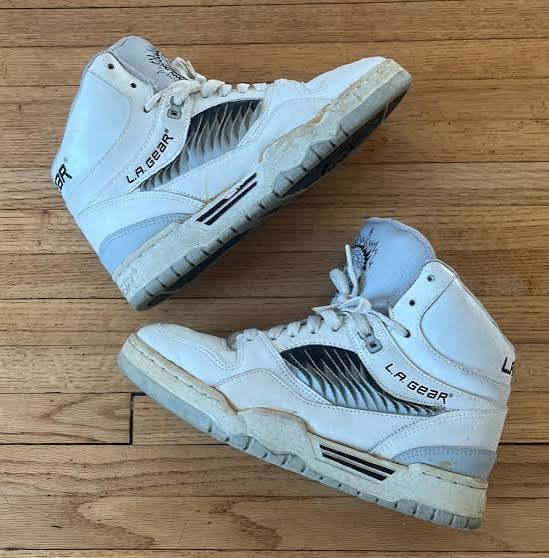 L.A Gear Vintage 90's High Top Sneakers Size 7.5 White and Black Used No Box | eBay