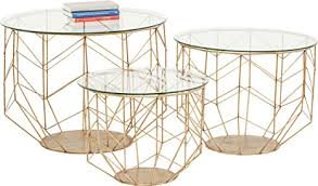 Selling as changing our decor. Kare Design Coffee Table Wire Grid Brass Set Of 3 Side Tables Coffee Table Glass Table