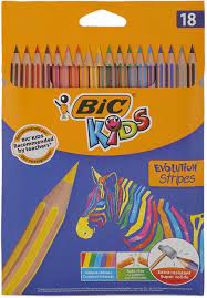 amazon com bic kids evolution stripes colouring pencils assorted colours pack of 18 office products coeur coloriage