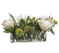 Faux Eucalyptus Woolly Mixed Arrangement In 2021 Flower Vase Arrangements Floral Arrangements Rectangular Vase