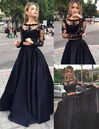 Black 2 Piece Prom Dresses Black Two Piece Prom Dresses Cheap Prom Dresses Dresse Prom Dresses Long With Sleeves Prom Dresses With Sleeves Petite Prom Dress