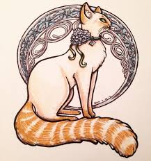 Art Nouveau Flame Point Siamese Cat Marker Drawing By Bamillustration Art Nouveau Cat Cats Art Drawing Art Nouveau Illustration