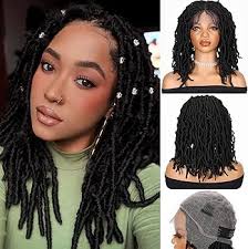 Amazon.com : Fancy Hair Full Lace Short Faux Locs Wig with Baby Hair Lace  Front Synthetic Knotless Twist Dreadlock Wig for Black Women (Natural  Black) : Beauty & Personal Care