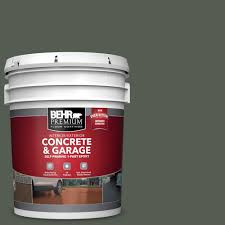 Behr Premium 5 Gal N380 7 Black Bamboo Self Priming 1 Part Epoxy Satin Interior Exterior Concrete And Garage Floor Paint 93005 Garage Floor Paint Painted Floors Flooring