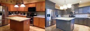 We offer cabinet restoration services, rejuvenation, cleaning, polishing and many more. Stunning Kitchen Cabinets Before And After With Cabinet Refinishing Phoenix Az Temp Kitchen Cabinets Before And After Kitchen Decor Themes Refinishing Cabinets