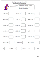 year 4 maths worksheet doubling and halving maths blog