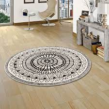 Günstige runde teppiche und teppich in rund online bestellen bei teppichversand24.de. Designer Teppich Sevilla Mandala Schwarz Weiss Rund