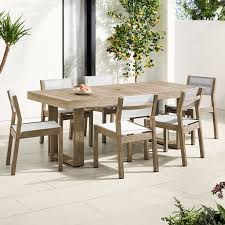 Portside Outdoor Expandable Dining Table 6 Textilene Chairs Set In 2020 Solid Wood Dining Chairs Dining Table Outdoor Dining Set