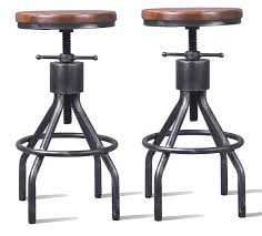 With clean lines and simple design, this bar stool easily matches any other type of interior decor; Set Of 2 Industrial Bar Stool Vintage Adjustable Round Wood Metal Swivel Bar Stool Cast Iron 23 30 Inch Tall Counter Bar Height Farmhouse Kitchen Stools Buy Online In Antigua And Barbuda At Antigua Desertcart Com Productid