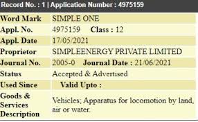 To power these goods, a battery is needed. Simple Energy Trademarks Simple One Electric Scooter Name Khabaradda Get The Latest News For All Categories