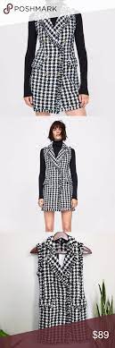 Zara Monochrome Tweed Boucle Dress Xs Houndstooth Dress Dresses Xs Dresses