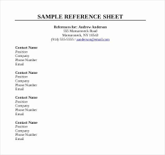 Resume Reference Page Format