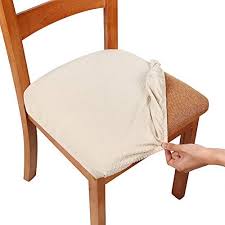 Kitchen chairs, patio furniture and even a favorite office chair can all benefit from a new cushion or two. Homaxy Stretch Jacquard Dining Chair Seat Covers Removable Washable Anti Dust Dining Room Chair Seat Cushion Slipcovers With Ties Set Of 4 Beige Buy Online In Trinidad And Tobago At Trinidad Desertcart Com Productid