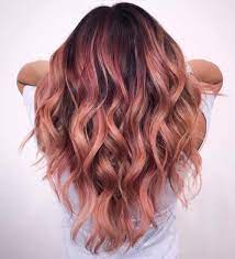 Rose gold highlights on dark skin ideas. 20 Gorgeous Examples Of Rose Gold Balayage