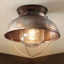 These light fixtures are perfect for use in hallways as these spaces are often narrow and possess low ceilings. Rustic Ceiling Light Flush Mount Cabin Nautical Fishing Lodge Copper Kitchen Rustic Ceiling Lights Ceiling Lights Rustic Lighting