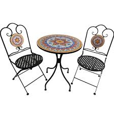 Mosaic table outdoor, outdoor ceramic tile side table with iron frame patio round bistro table for garden yard lawn, blue and white, 23.6 x 27.6inch $139.98 $ 139. Mosaic Bistro Patio Sets Outdoor Patio Bistro Sets