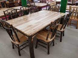 Old hickory log furniture has always been popular in lodges and inns due to it's durability and good looks. Rustic Hickory Log Cabin Dining Table Black River Furniture Outlet