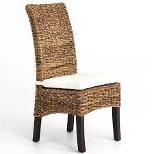Banana Leaf Woven Side Chair With Cushion Wicker Dining Room Chairs Boho Dining Chairs Rattan Dining Chairs