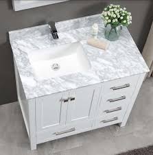 24 x 36 x 41. Constantia 36 Inch Bathroom Vanity White Carrara Marble Top