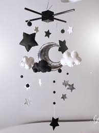 Black And White Baby Mobile Australia Baby Mobile Moon Stars Silver Nursery Decor New Baby Etsy Moon Stars Nursery Monochrome Baby Baby Room Colors