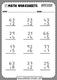 1 digit x 2 digit multiplication worksheets