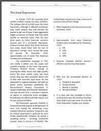 It may range from a very mild. Great Depression Reading With Questions Student Handouts