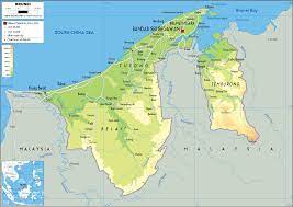 Detailed map of brunei and neighboring countries. Brunei Map Physical Worldometer