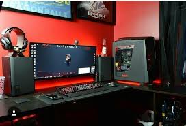 Gaming Room Led Lights Gamingroom Gaminglayout Setuproom Gaming Desk Setup Video Game Rooms Computer Desk Setup