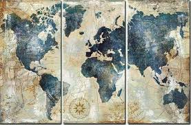 Carte Du Monde Tableau Deco Mural Triptyque Imprime Sur Toile Deco Chambre Salon Decoration Murale Carte Du Monde Carte Du Monde Deco Carte Du Monde Murale