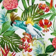 Fabric Tropical Floral With Birds On White Paradise By Etsy Tropical Floral Windham Fabrics Tropical Birds