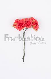 Tocado de flores para el pelo o sombrero, modelo esperanza color rojo, ideal para resaltar sobre. Ramillete De Flores Para El Pelo Modelo Valentina Color Rojo Coral