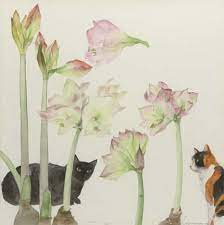 Amaryllis And Cats Dame Elizabeth Violet Blackadder Blackadder Cat Art Cat Artwork