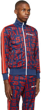 Palm Angels Blue Red Monogram Track Jacket Editorialist